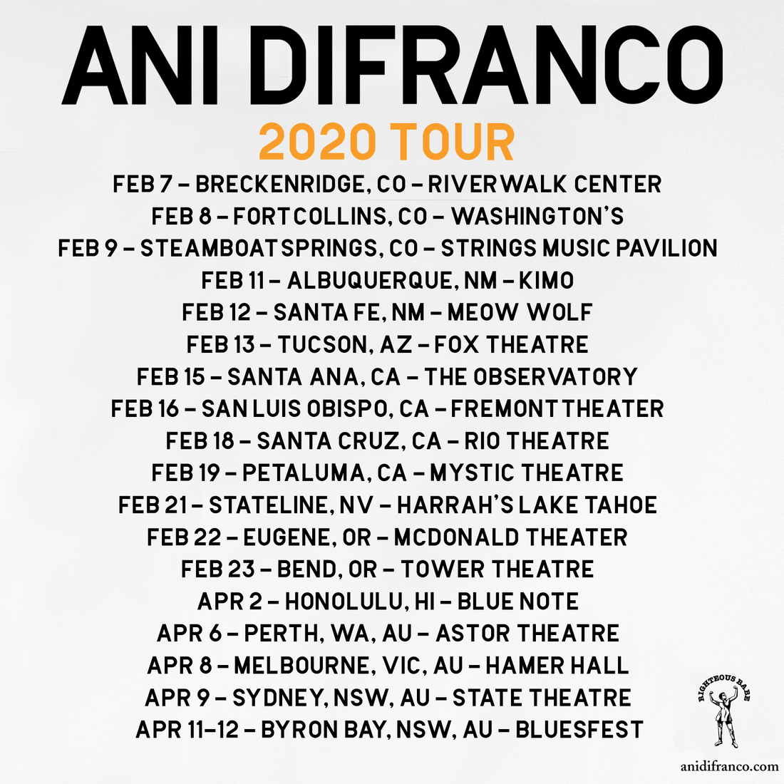 2020 Tour in the Western US and Australia