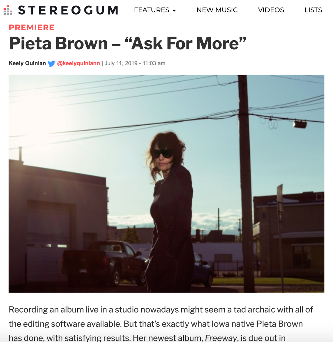 Stereogum premieres Pieta Brown's "Ask For More"